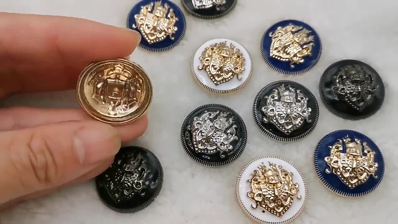 Metal Lion Crown Buttons- 6Pcs Gold/Silver/Gun Black/White/Blue Button for  Sewing-Blazer/Jacket/Coat/Sweater/Cardigan