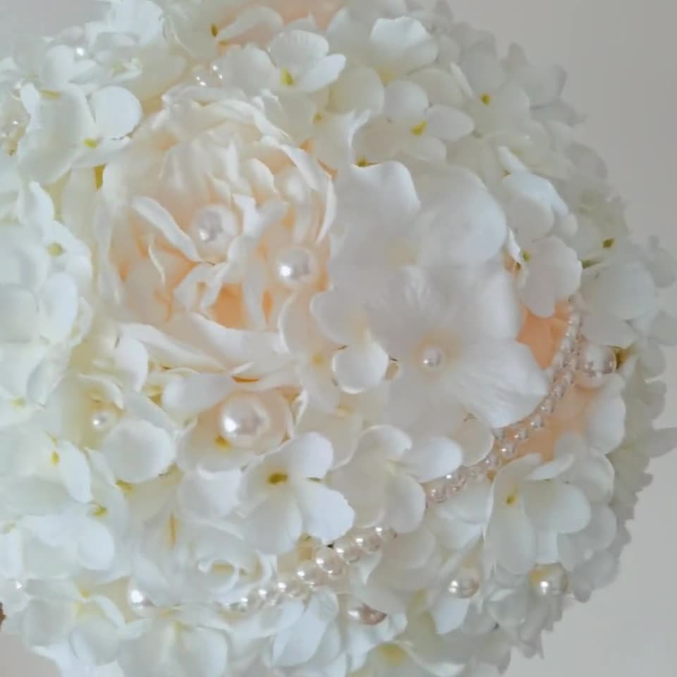 Bouquet da sposa con ortensie rosa bianca e avorio da 10 pollici, bouquet  da sposa decorativo con perle, bouquet da damigella d'onore, fiore  artificiale, bouquet d'onore -  Italia
