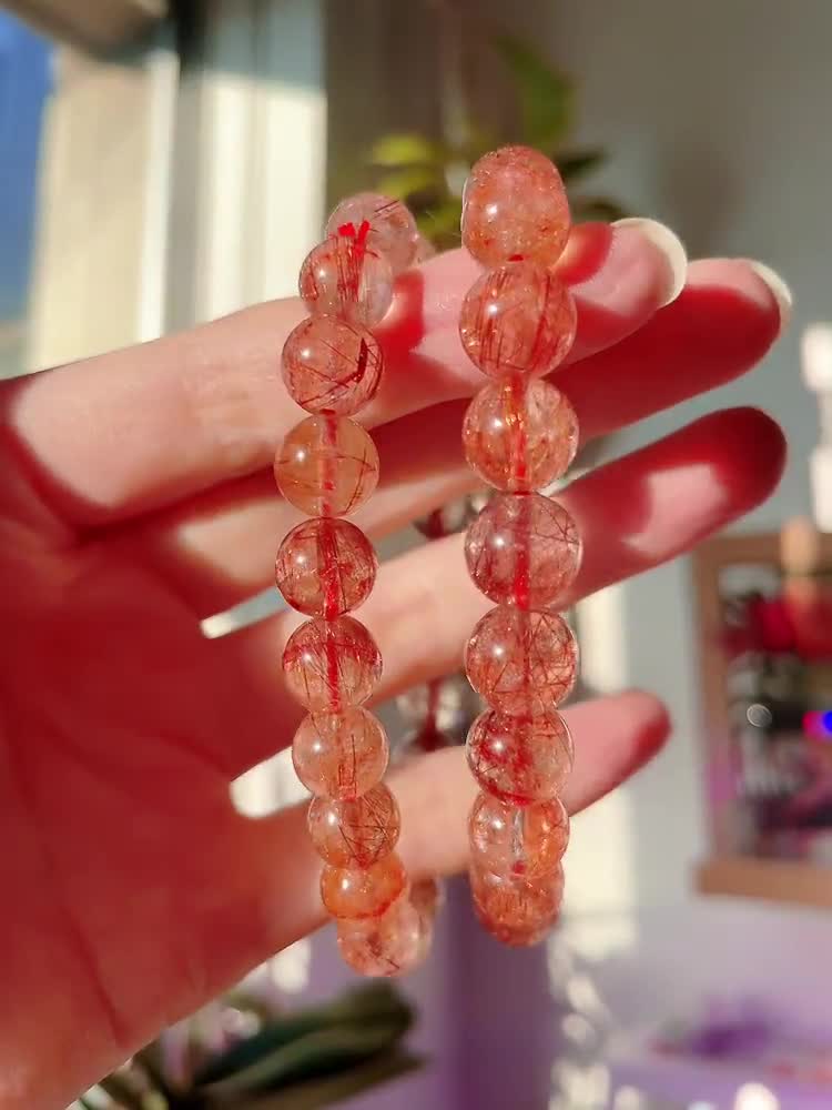 High Grade Red Rutile Quartz Bracelet, Rutile Quartz