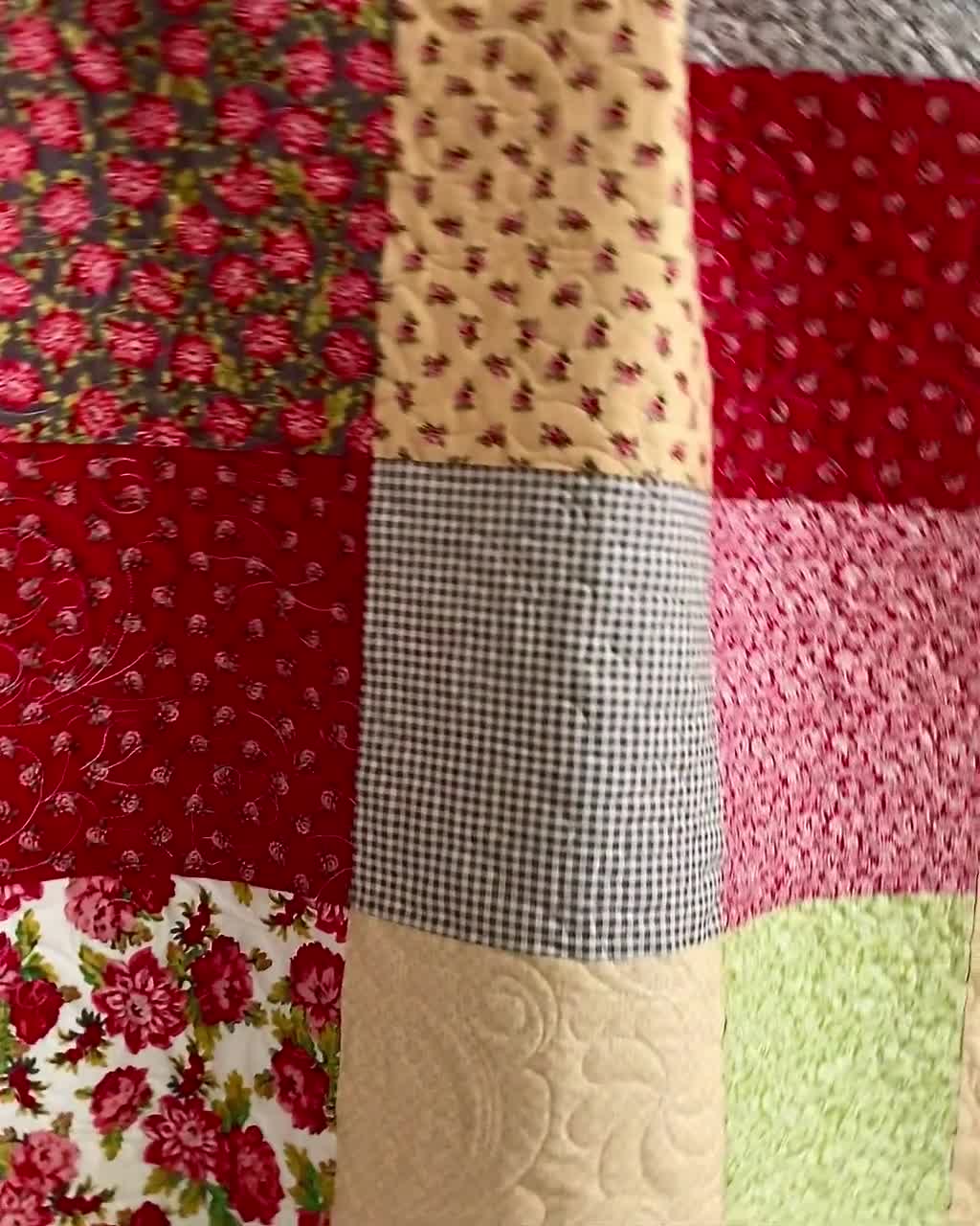 Handmade, Reversible, Patchwork Quilt, Colorful, Size King/queen 112 X 92  With Cotton Batting 