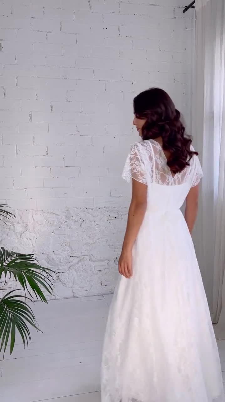 Ivory Lace Bridal Overdress, Grecian Style for Bohemian Brides video poster