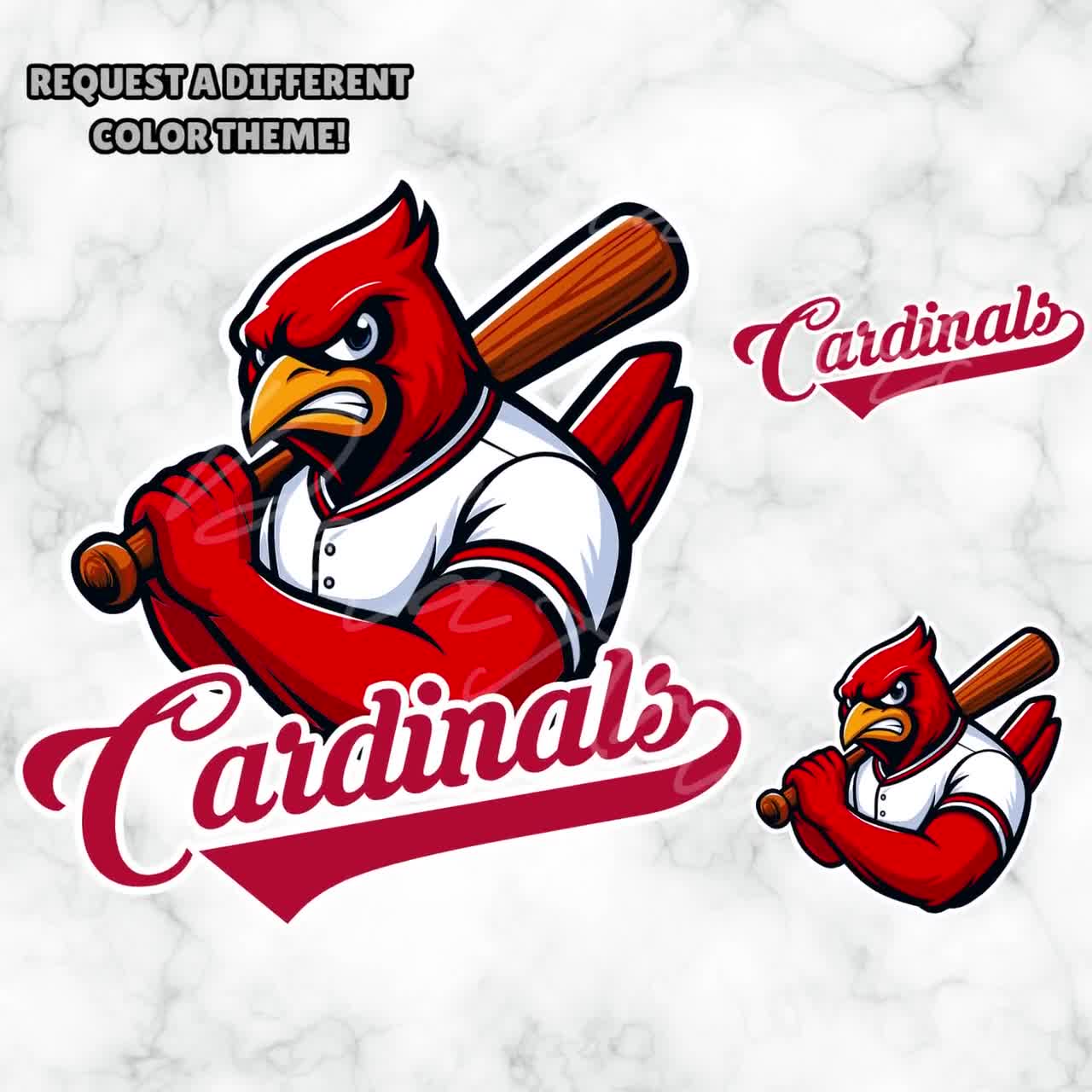 Cardinals Baseball Softball SVG PNG PDF | Red Mascot Clipart | Script Logo  with Tail | Cardinal Team Design | Digital Sublimation Download, image size:1280x1280