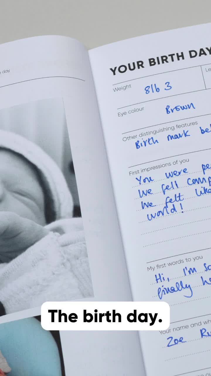 Newborn Baby Memory Book | First Year Milestones Journal | Christening Gift | Baby Keepsake | Pink video poster