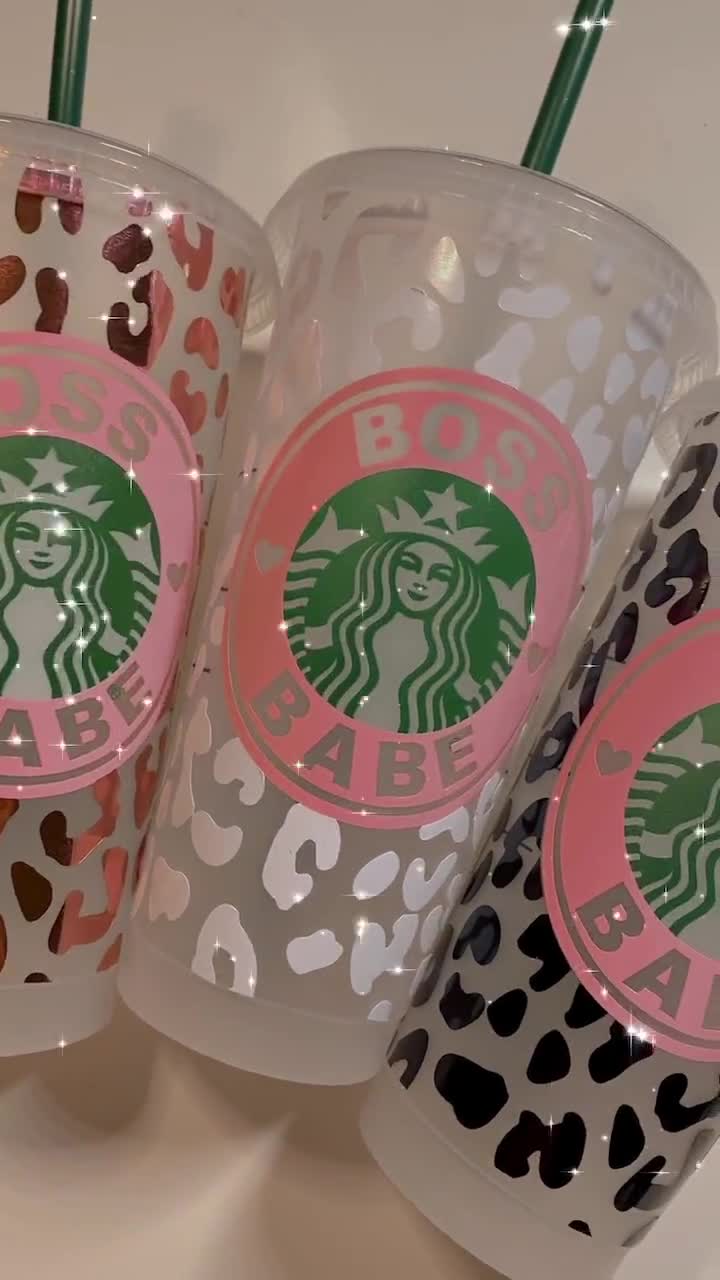 Work out reusable Starbucks cup, pink cute Starbucks cup, drink your damn  water cup