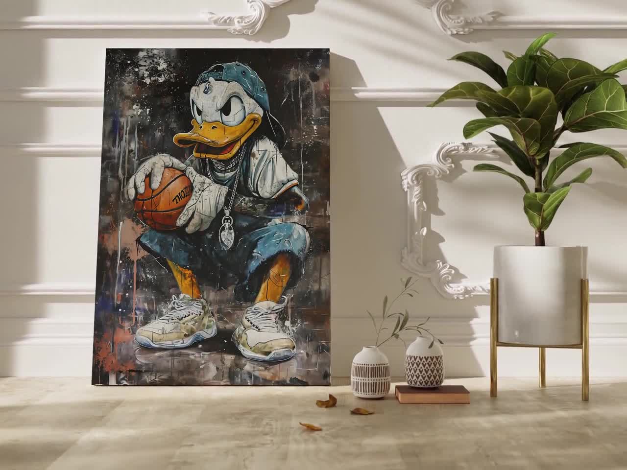 ドナルドダック バスケットボール キャンバス ウォールアート