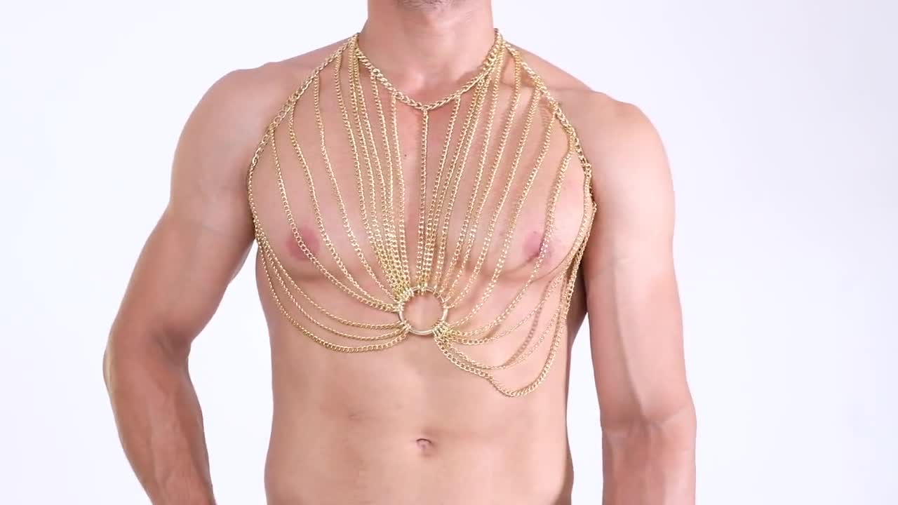 Body Chain Men Gold Bodychain Man Harness Men Jewelry Larp Viking