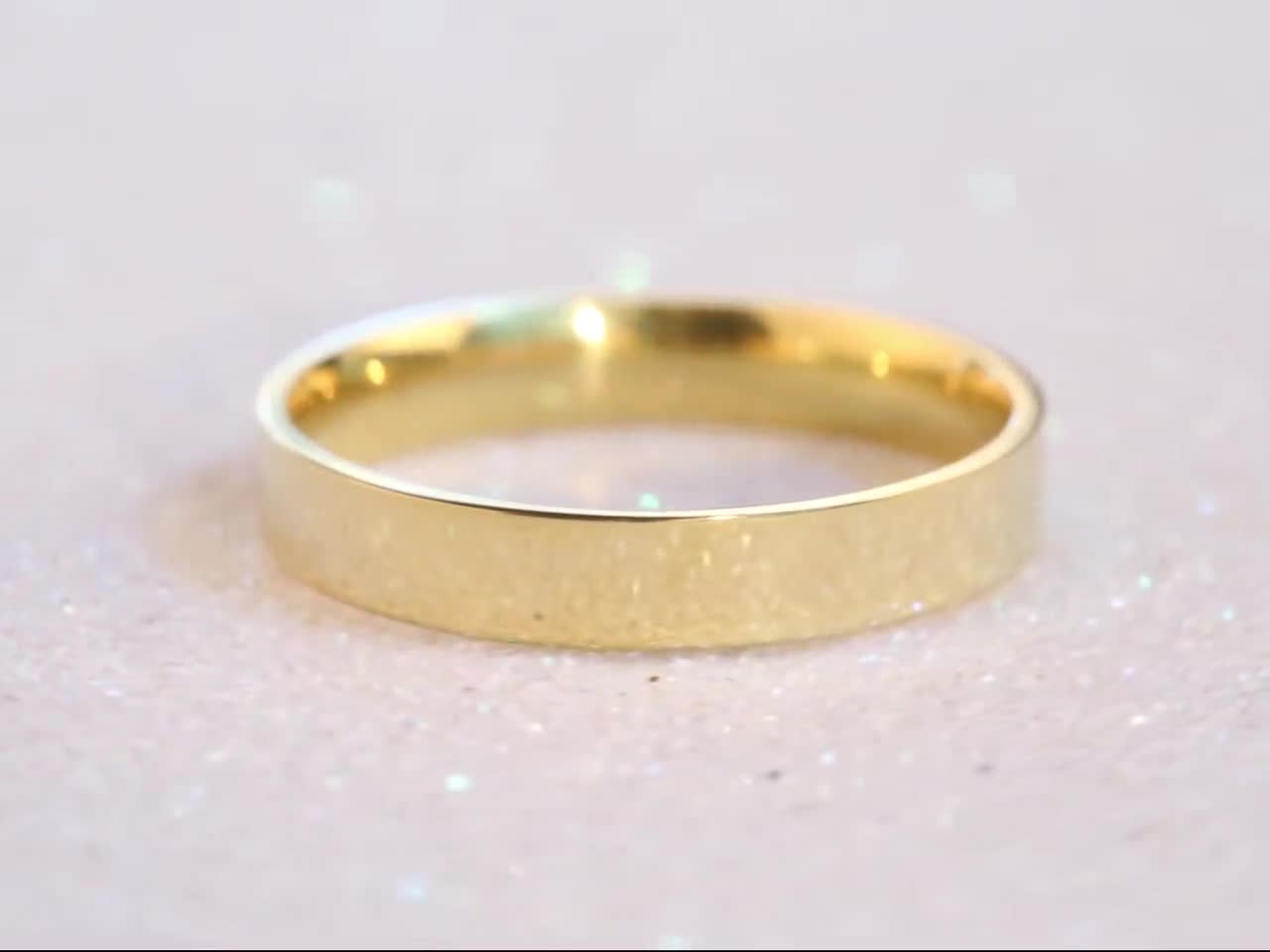 4mm Flat Solid Gold Band / 10k 14k 18k Men's Women's Wedding Bands