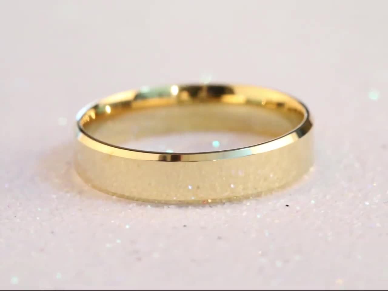 5mm Gold Band Beveled Edge / FLAT / COMFORT FIT / 10k 14k 18k Wedding Band  for Men, Women / Yellow Gold, White Gold, Rose Gold Ring 