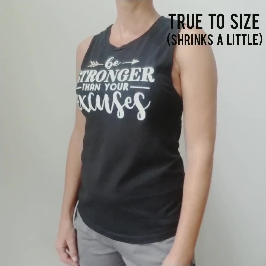 Stronger Than Your Excuses Muscle Tank Workout Tanks for Women Cute Workout  Tank Funny Workout Tank Womens Workout Top Womens Tan 