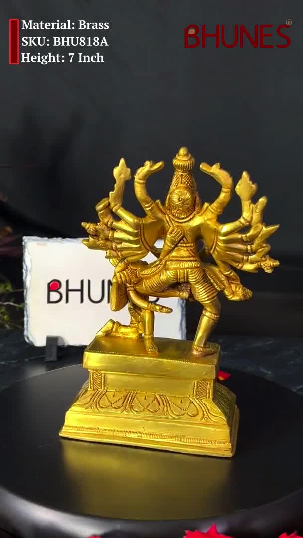 Brass Narasimha Idol: Handcrafted Yoga-narasimha Murti for Pooja