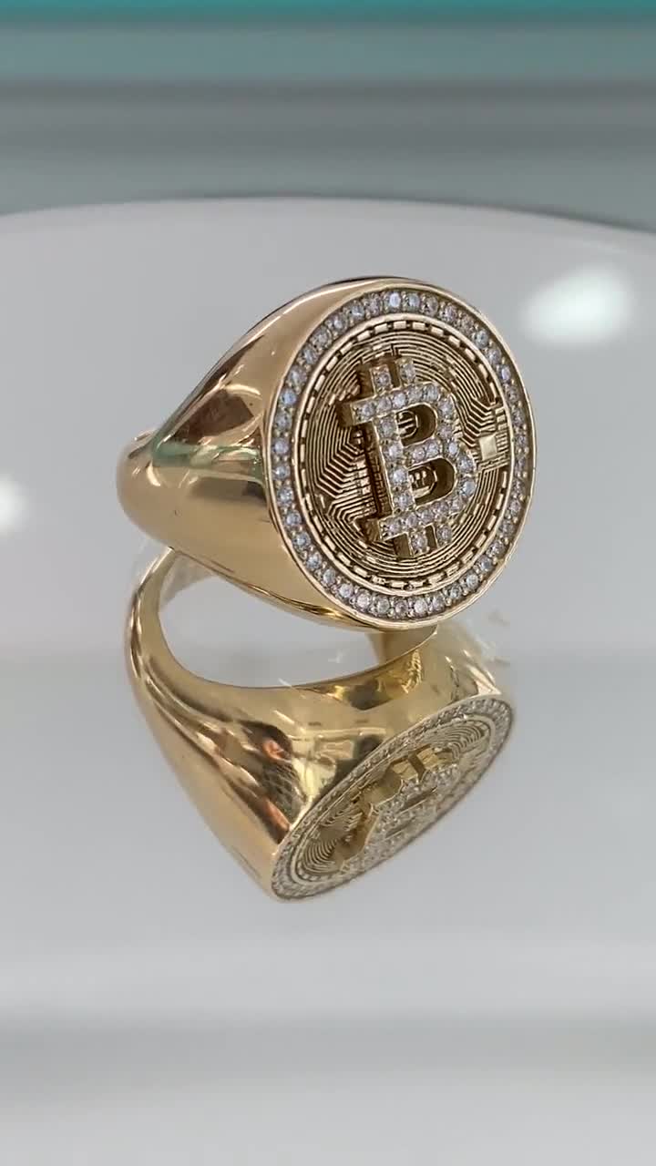 Crypto Jewelry Diamond Bitcoin Ring 18KY