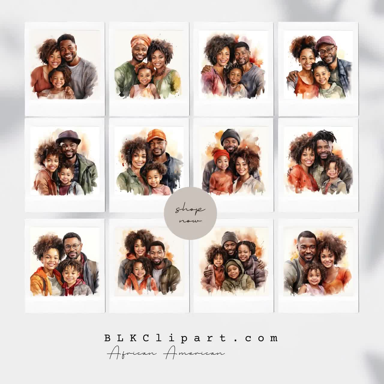 African American Family Clipart. Black Families Posing. Strong Black  Family. Clipart. Transparent PNG. Illustrations. Commercial Use,