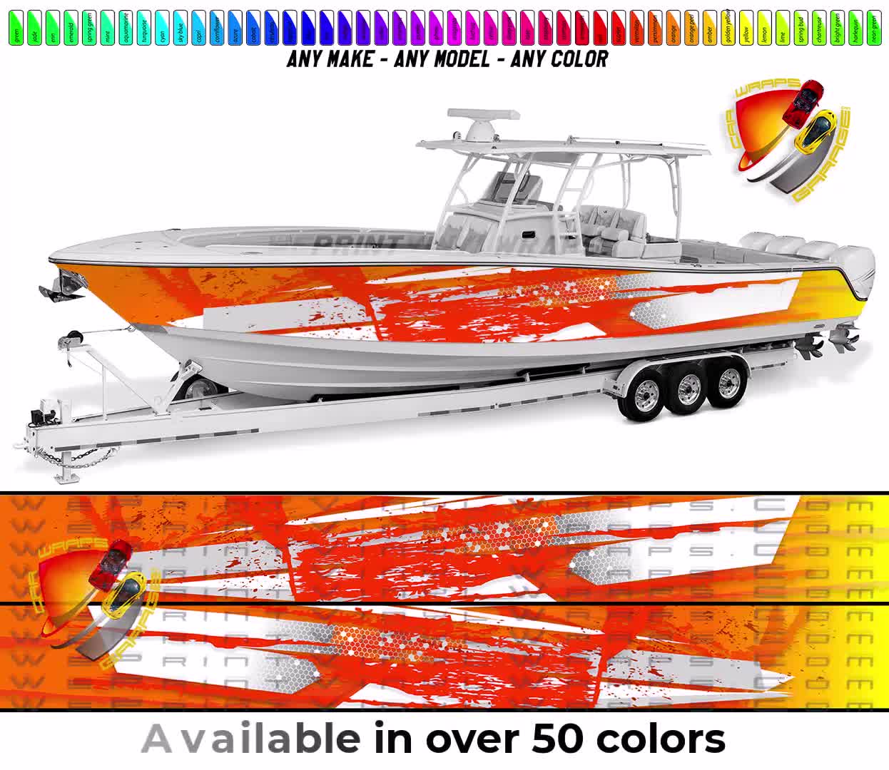 Gray and Orange Splatter Graphic Boat Vinyl Wrap Decal Fishing Pontoon  Sportsman Tenders Console Bowriders Deck Etc.. Boat Wrap Decal 