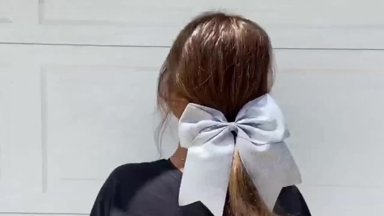 Big Glitter Cheer Bows 6 Stiff Sparkly Hair Bow Ribbon Holder for