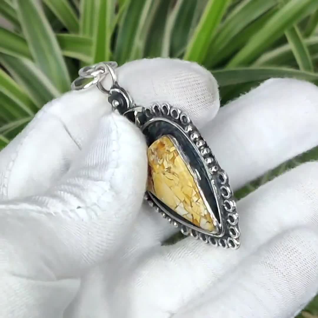 Brecciated Mookaite, Citrine Pendant 1 1/2