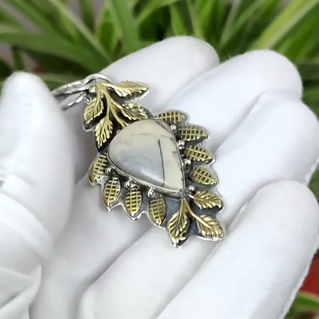 ハンドメイド磁器製ジャスパーペンダント：ペアストーン、スターリング