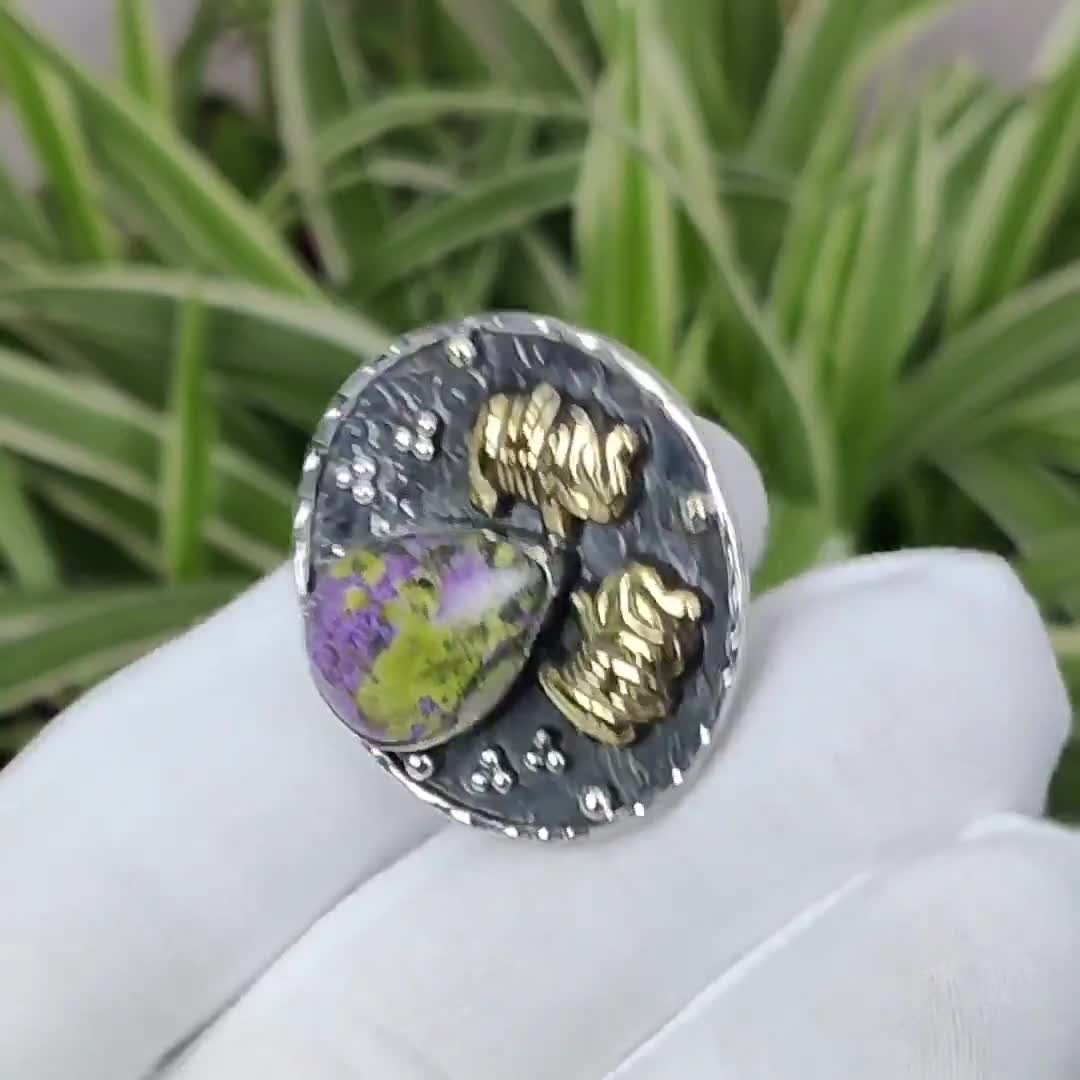 ハンドメイドスティヒタイトリング：925スターリングシルバー、18K