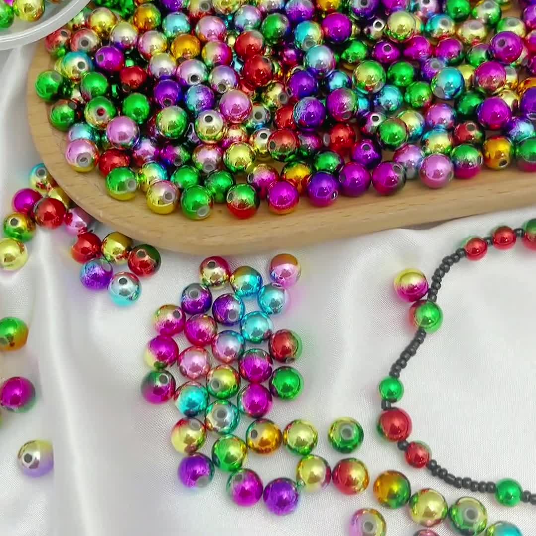TOAOB 40 Pezzi Perline Acrilico Colorate 20 mm Quadrato Perle e 14 mm Rotondo Bead con Decorative Crackle per Creazione Gioielli Oggettistica Casa Braccialetto Collana Fai da Te