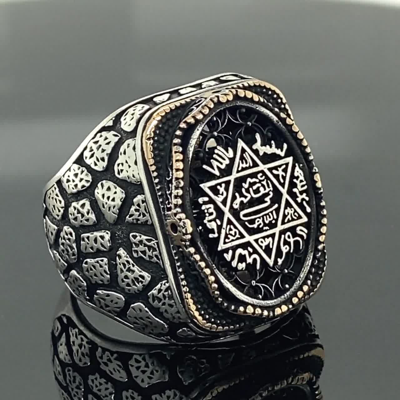 Amazon.com: Square Seal of Solomon Ring, Silver Solomon Seal Protection Ring,  King Solomon Ring, 925k Sterling Handmade Silver Ring, Gift For Him :  Handmade Products