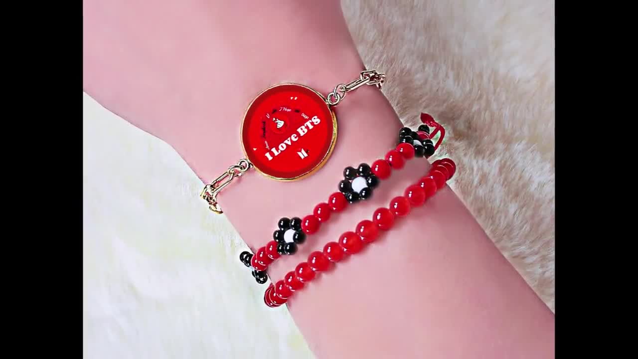 K-pop Group V Kim Taehyung Same Bracelet Red String Bead Chain Bracelet  Couples Small Gift jewelry Double Layered Stacked Gift - AliExpress