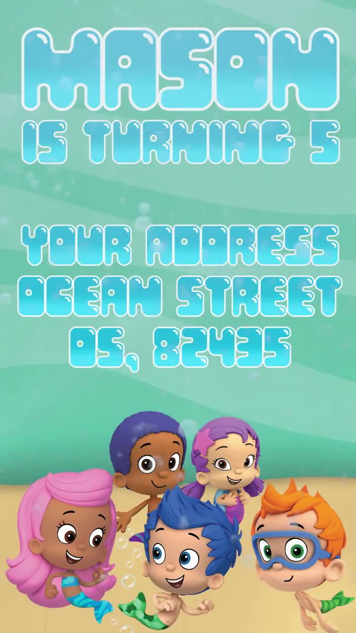 Bubble Guppies Video Invitation, Bubble Guppies Invitation, Bubble Guppies  Birthday, Bubble Guppies Party, Video Invitation, Digital File