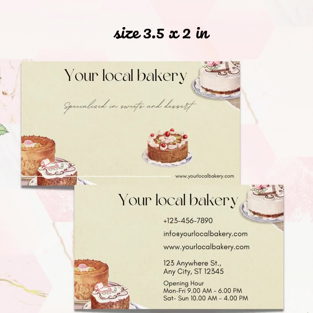 1280px x 1280px - Minimalist Cake Printable Card Bakery Business Card Template - Etsy