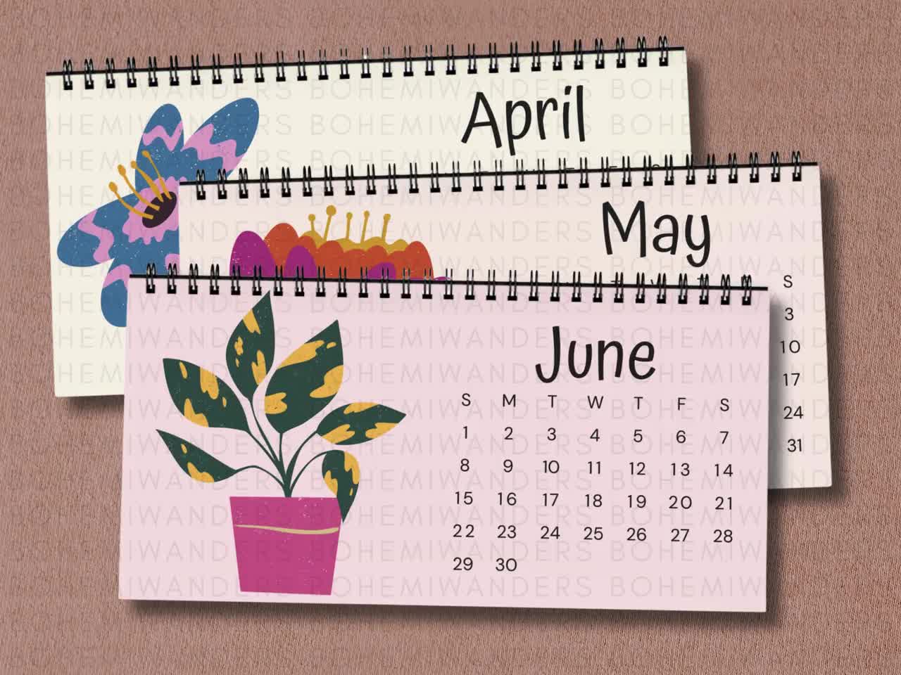 Calendrier 2024 - Bloc-notes De Bureau - Décoration De Bureau - Papier Romantique - Motif Arbre