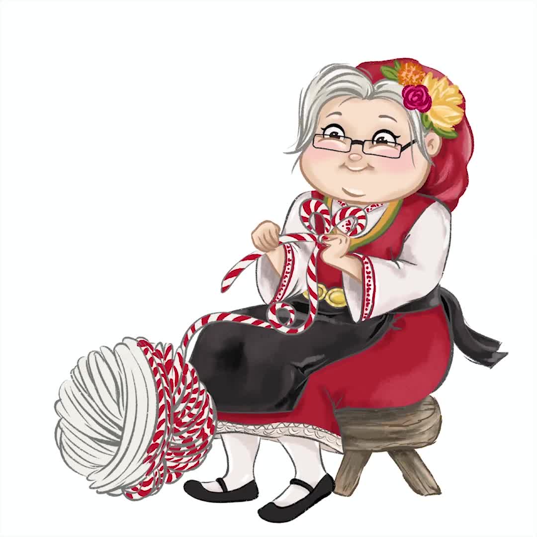 Granny March Knitting Clipart Illustration Baba Marta Clipart Bulgarian  Folklore Ethnic Clipart Martenica Yarn Needlework Illustration PNG