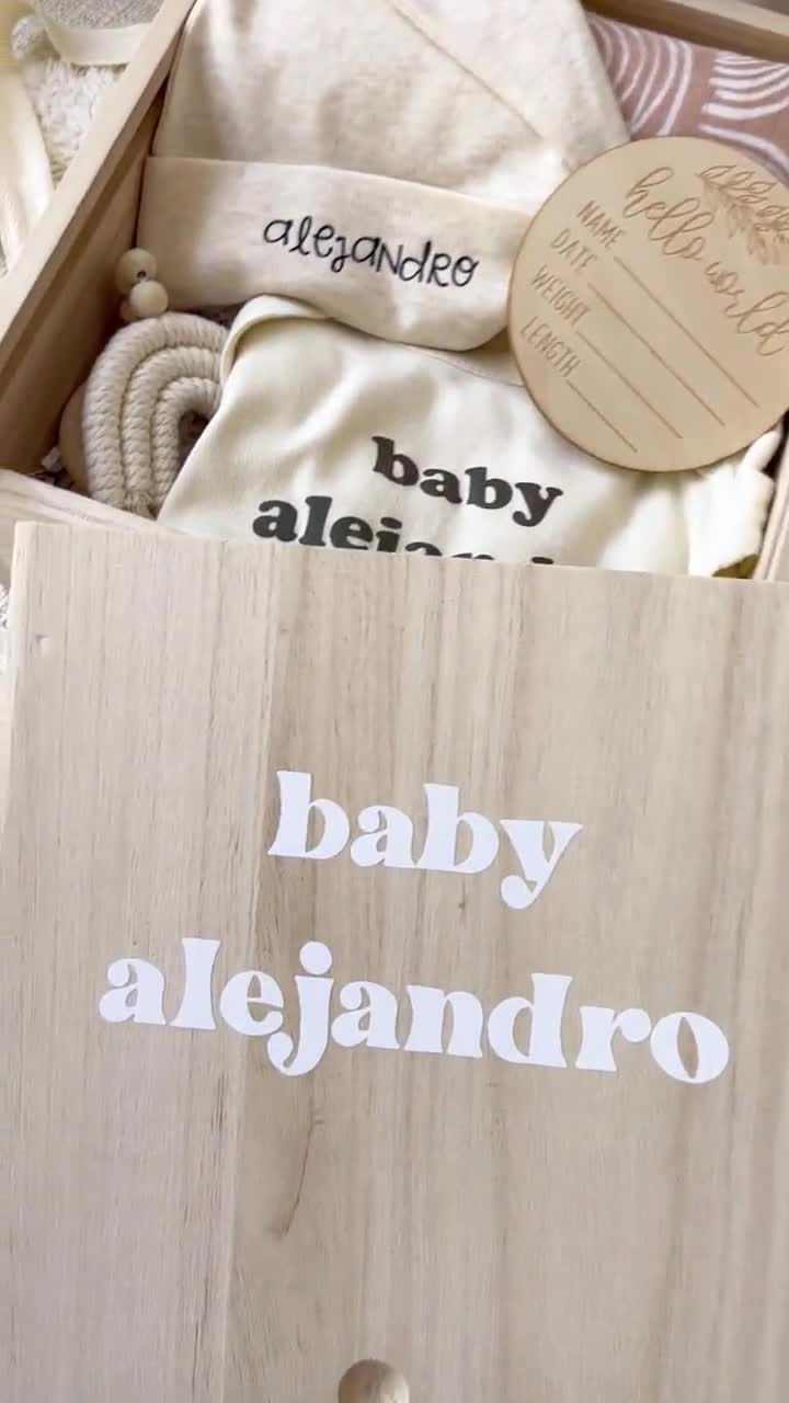 Caja de madera para recuerdos de bebé más grande para recuerdos preciados,  regalo perfecto para baby shower o nueva mamá para almacenar preciosas