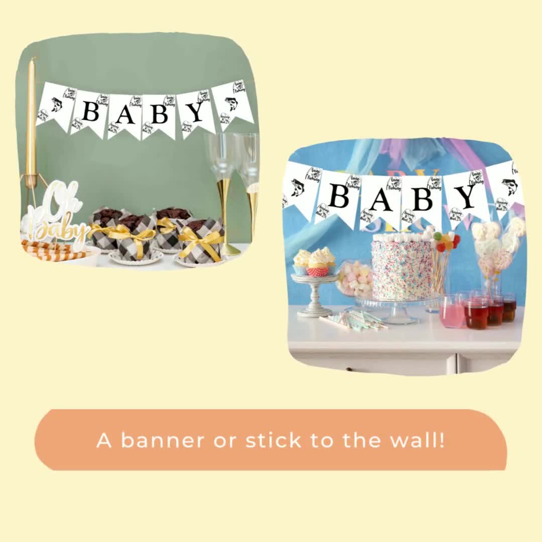 BABY Banner Fishing Fisher Flags Bunding Printable Baby Shower