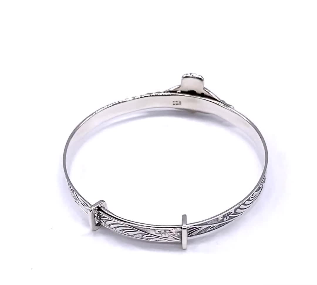 Sterling Silver Heart Bangle Bracelet from Mexico - Heart Harmony