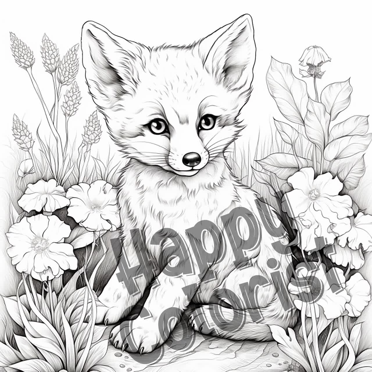 COYOTE FOX Downloadable Printable Adult Coloring Page Ruby Charm Artful  Illustrations for Coloring Enthusiasts Coloring Book Animals Nature 