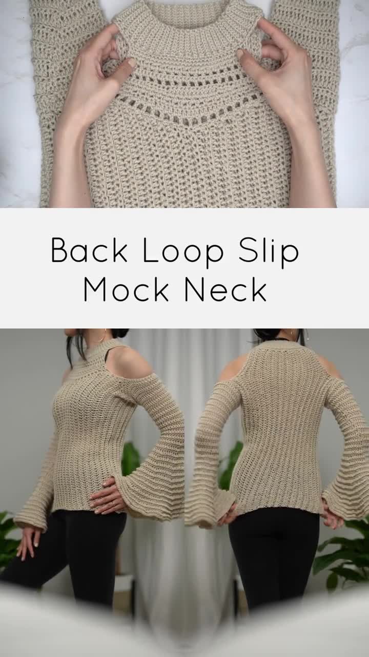 Crochet Pattern | Boho Cold Shoulder Bell Sleeve Mock Neck