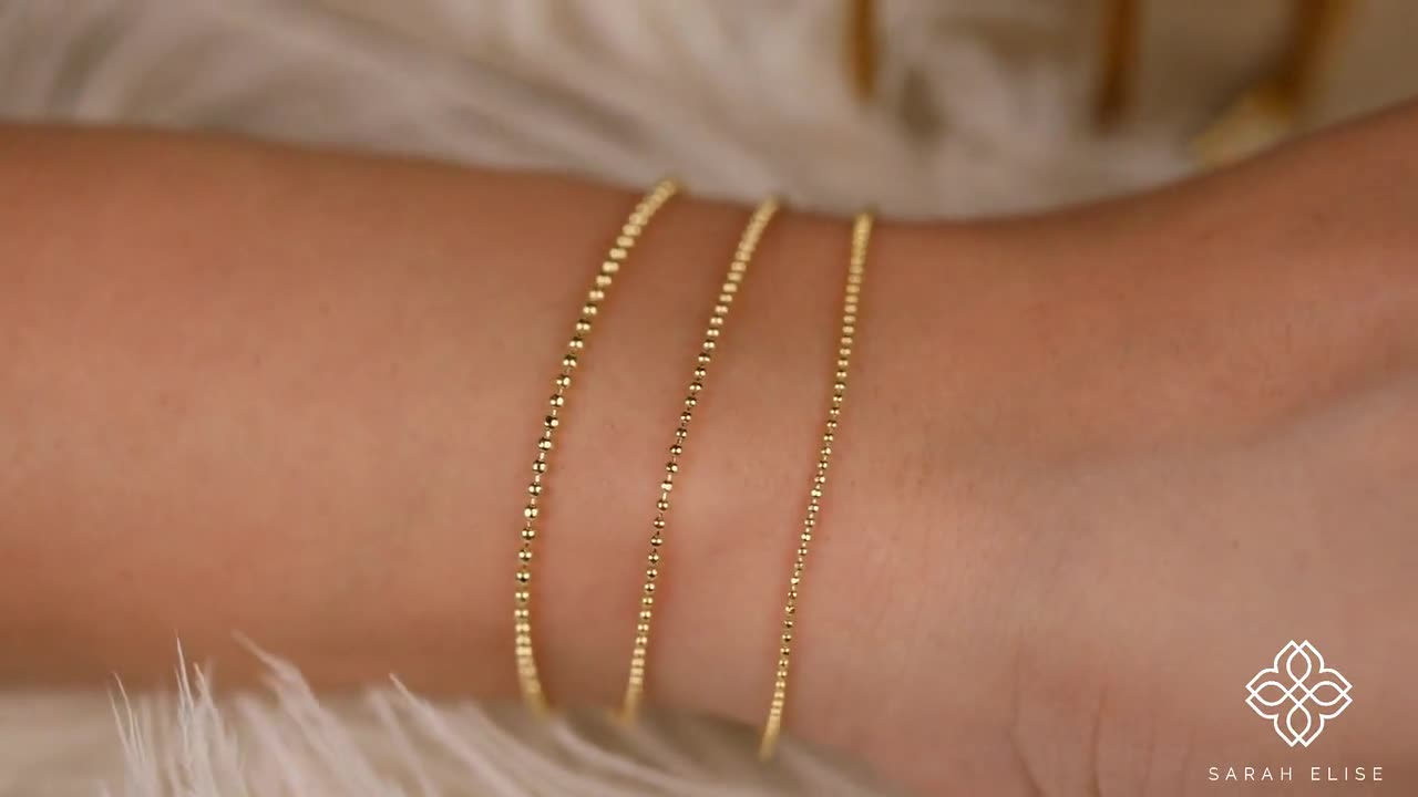 Gold Bracelet, Dainty Gold Bracelet, Gold Layering Bracelet, Ball
