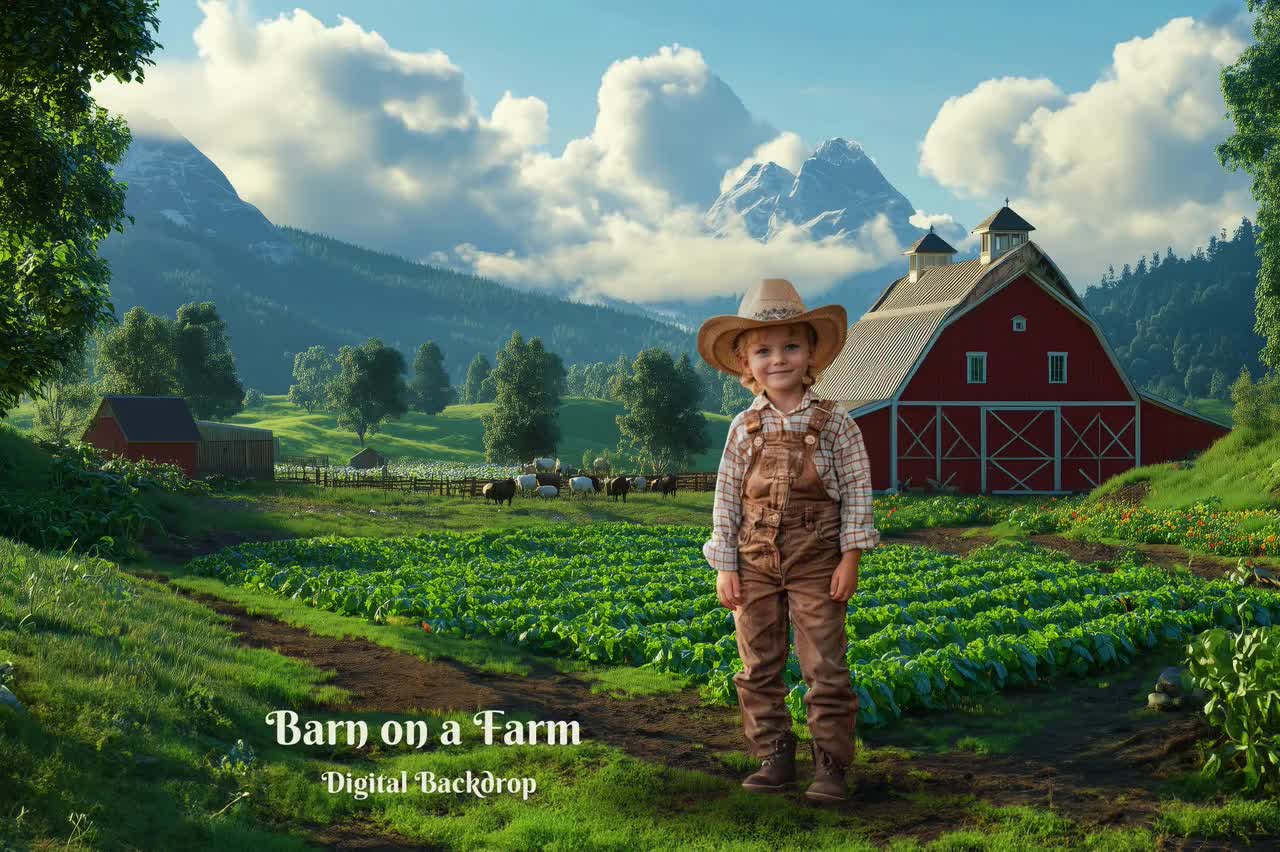 Fondo digital de granero en una granja Fondo fotográfico de granero rojo en  un rancho para imágenes compuestas de naturaleza Fondo digital de granjero  Fondo de tierras de cultivo, image size:1280x852