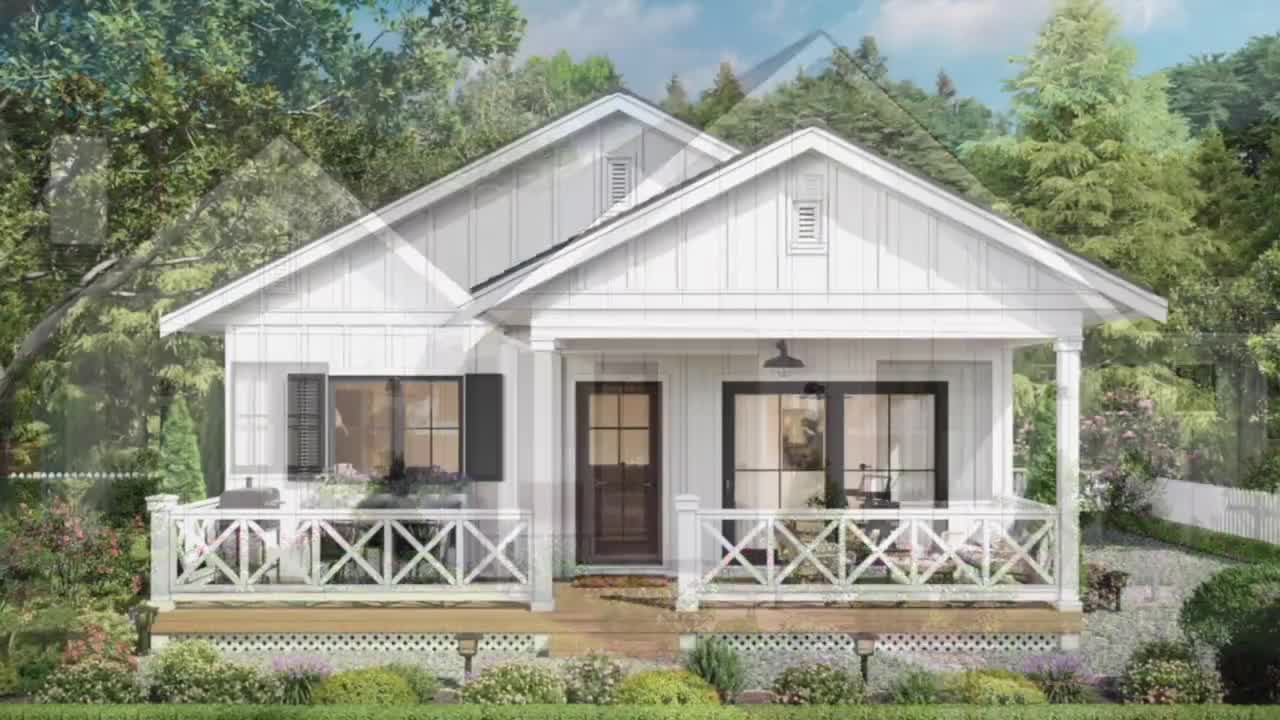 900 SF 2 Bedroom 1.5 Bath Modern Farmhouse Plan - PDFs & CAD Files