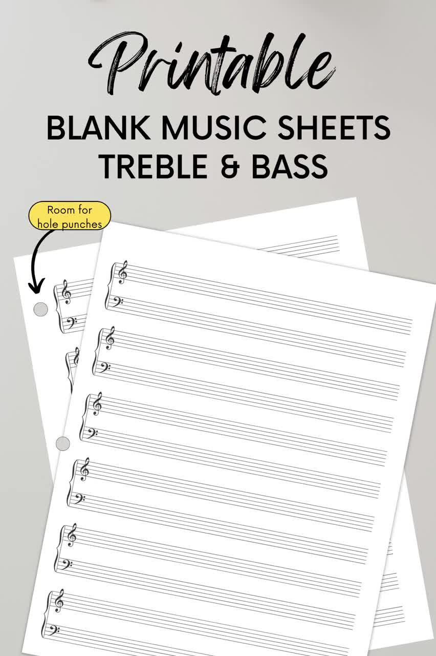 VIOLIN Printable Sheet Music Paper Instant Download Blank Staff Paper Blank  Sheet Music Blank Music Paper Manuscript Paper PDF 