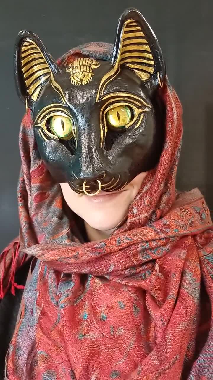 Maschera Bastet REALIZZATA SU ORDINAZIONE - Dea egizia Cosplay Larp, image size:720x1280