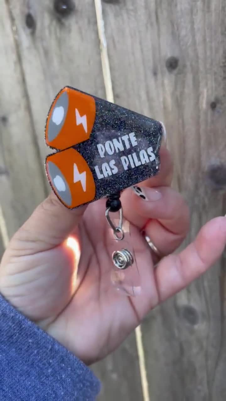 Ponte Las Pilas Badge Reel| Funny Hispanic Badge Reel| Hispanic ID Holder|  Latino Badge Reel| Medical Student Retractable ID Holder|