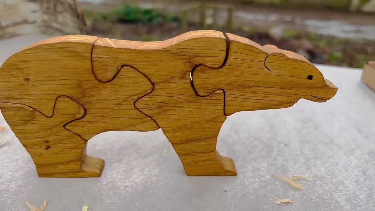 Puzzle dell'orso di legno, orso di legno di quercia, giocattolo dell'orso  ecologico, gioco di puzzle animale, gioco da tavolo per i più piccoli,  primo puzzle del bambino, regalo del primo compleanno 