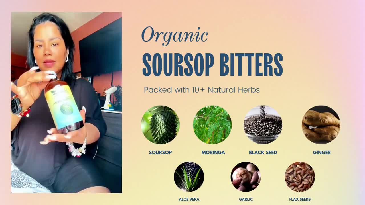 Organic Soursop Bitters: 20 Herb Blend, Gut Health, Vegan video poster