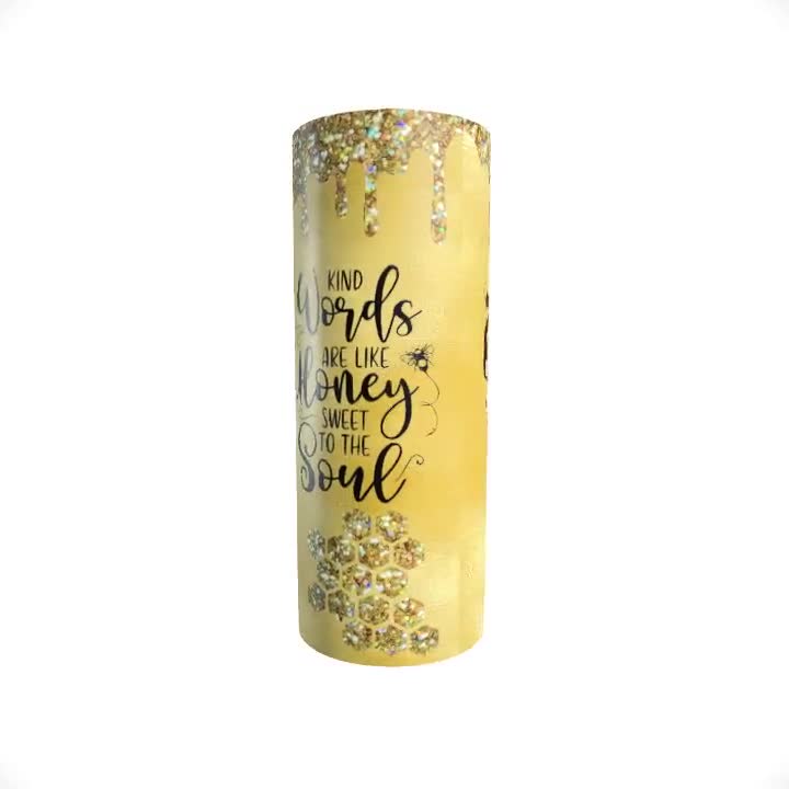 3D Honey Bee Inflated Glitter Gold Tumbler Wrap 20 oz Skinny Tumbler S –  Tumblerwrappng