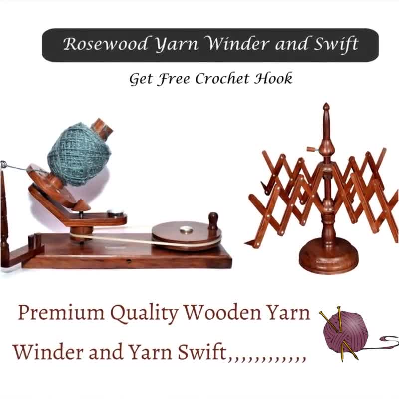 Wooden Yarn Winder and Swift for Crocheting, Knitting | Umbrella Table Top  Yarn Swift and Ball Winder Combo Large Capacity | Handcrafted Jumbo Wood