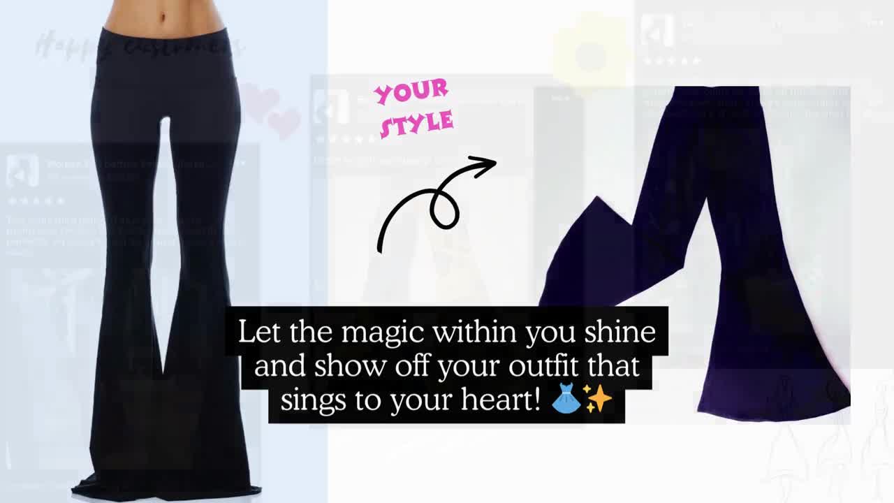 HDE Women's Color Block Fold Over Waist Yoga Pants Flare Leg Workout  Leggings Pink Heart Tie Dye / Black 2X