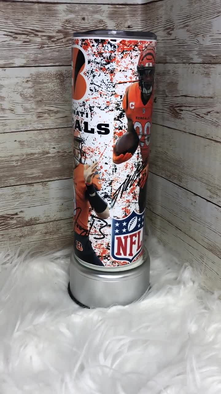 Bengals tumbler Joe Burrow with lid and straw