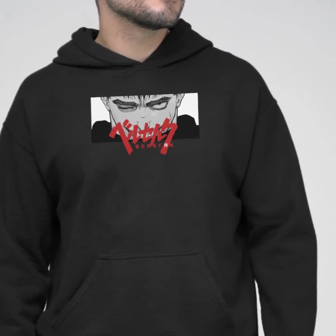 Sweat à Capuche Hattree Homme - Berserk Guts - Noir Taille L - 100% Coton - Retour état Neuf