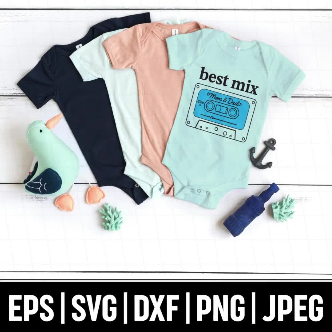 Best Mix Mom and Dad SVG | Retro Cassette Baby SVG | New Mom Dad Svg |  Funny Baby Quote Cricut Cut File | Newborn Onesie Design, image size:1080x1080