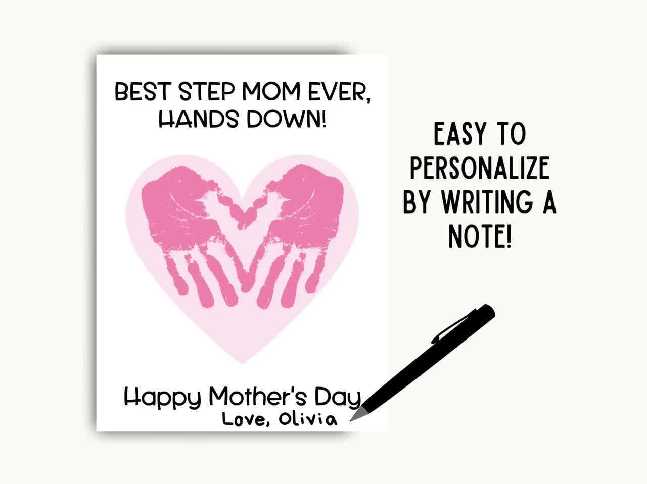 Handprint Mothers Day Card for Step Mom, Printable Happy Mothers Day  Handprint Card, Mothers Day Gift for Step Mom, Handprint Art Craft - Etsy