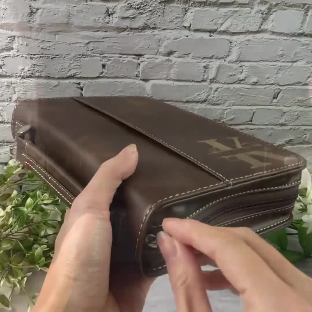 Engraved Leather Book Cover with Zipper