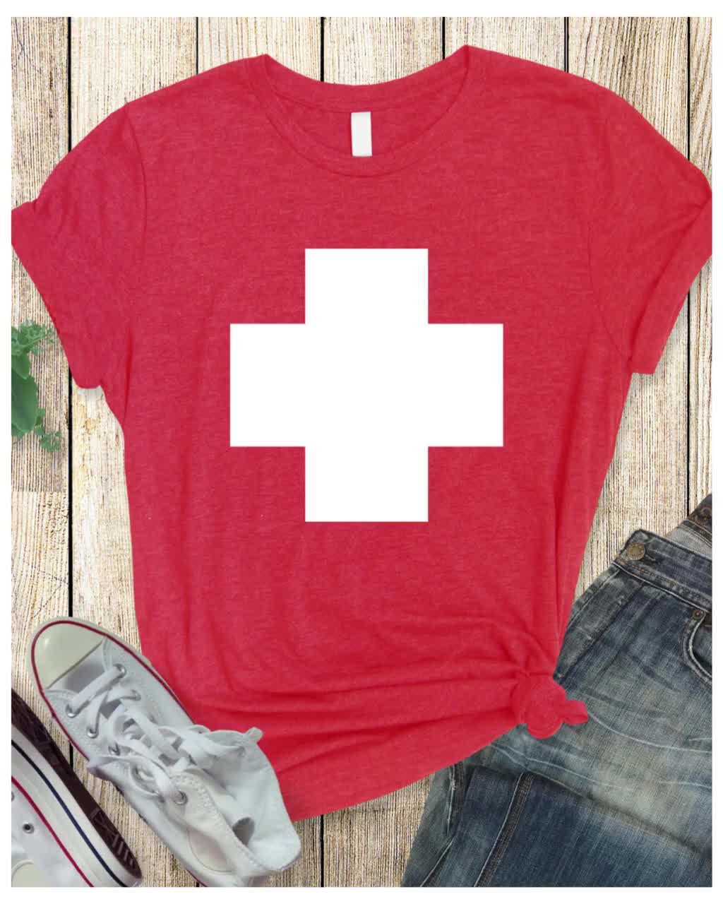 White Swiss Flag Unisex T-shirt, Red Cross Reverse Swiss